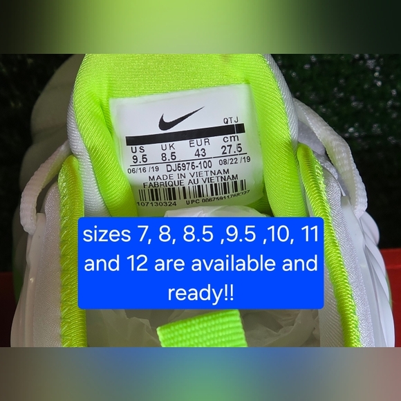 Nike Air Max Vapormax Tennis Ball Green  White Airmax Men Sneakers For Men - Picture 4 of 8